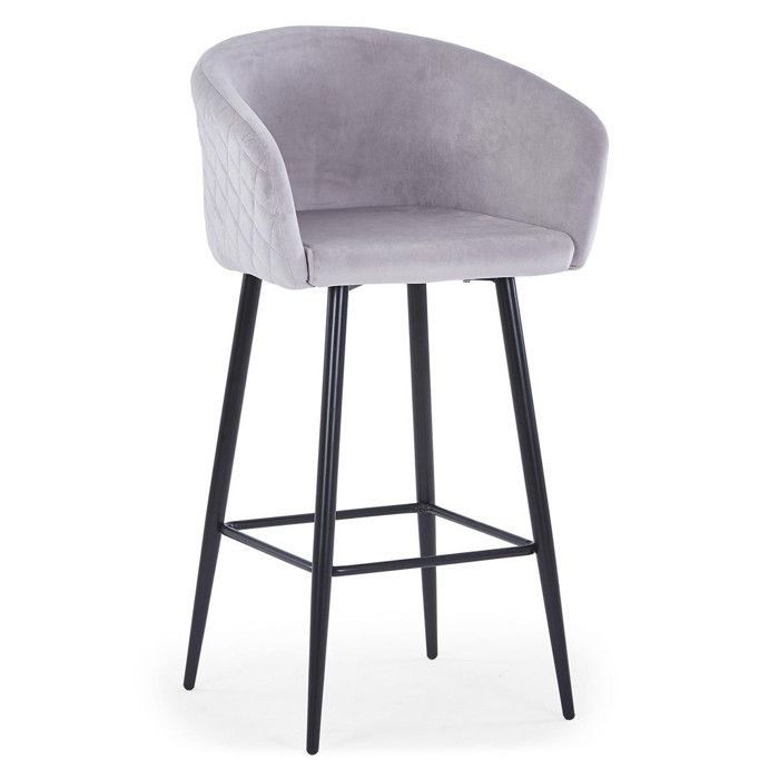 Chaise de Bar en Velours Kandi 106cm Argent Chaise de Bar en Velours Kandi 106cm Argent