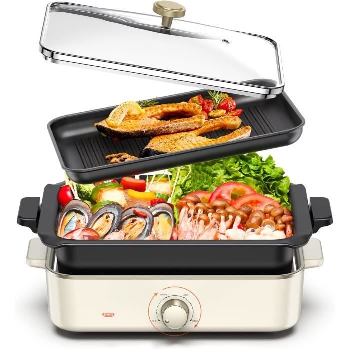 Grille Électrique 3 En 1 AEWHALE - 1500W - Plaque, Grill Et Poêle - Anti-adhésif
