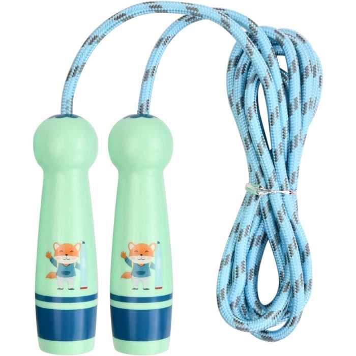 Corde à Sauter Enfant Réglable 270 Cm – Poignée En Bois Naturel, Corde En Coton Tressé – Motifs Rigolos – Pour Filles Et Garçons