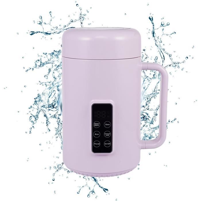 Mini Cuiseur électrique 1,2 L - 450W - Pour Nouilles, Ramen, Soupes - Idéal Dortoir - Violet (prise UE)