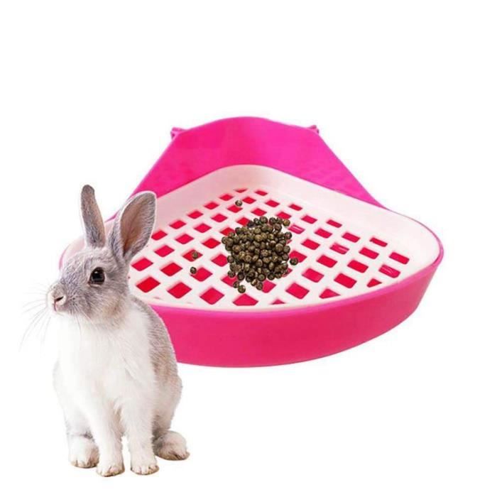 Toilette Lapin Bac À Litière, Petit Animal Coin Toilette Pot, Animal de Compagnie Litière Coin Des Plateaux pour Lapin,(Rose)