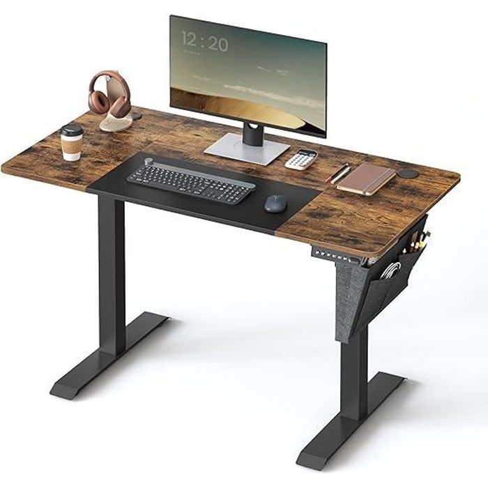 Bureau Position Assise Debout Bureau Assis-Debout Électrique BEXEVUE - 100x60cm - Réglable 72-118cm - 3 Mémoires - Anti-Collision Table Hauteur Variable