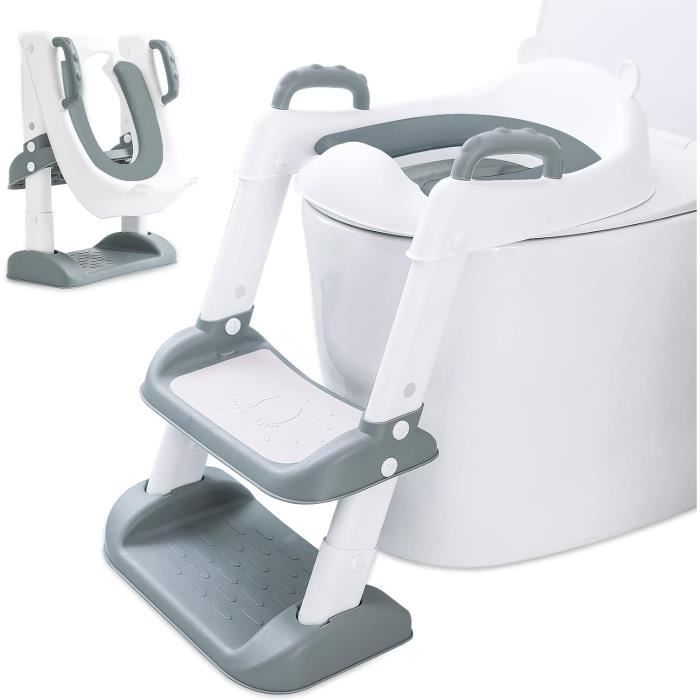 Siège Toilette Enfant YUENFONG - Pot Apprentissage 1-8 Ans - Antidérapant Blanc/gris