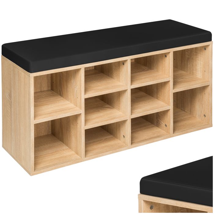 Tectake Meuble A Chaussures Banc 10 Paires Etageres Ajustables 103 5 Cm X 48 Cm X 30 Cm Marron Noir Cdiscount Maison