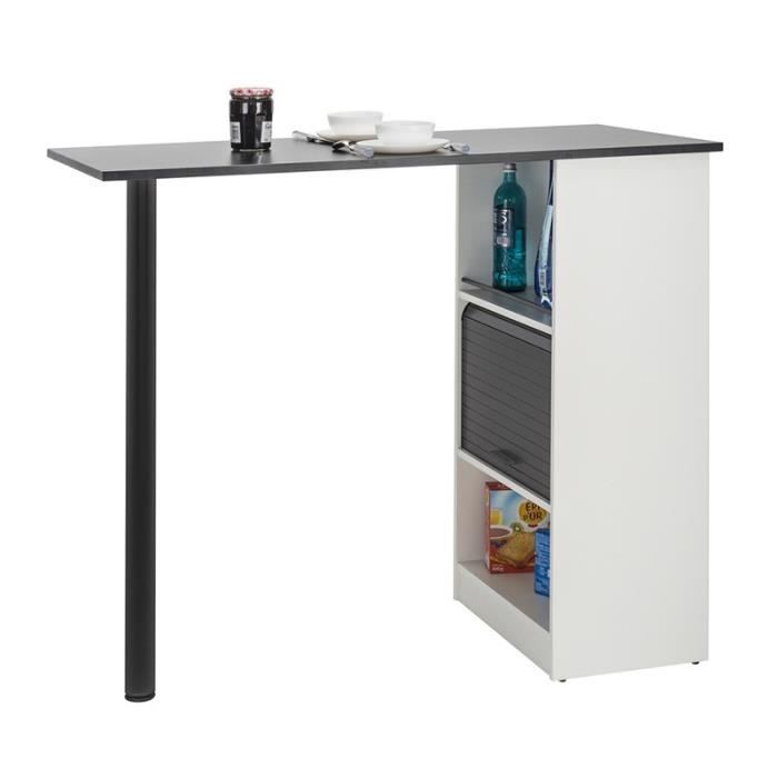Table comptoir de cuisine Blanc-Noir - FAYTOU - L 130 x l 58 x H 107