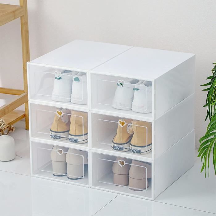 6 Pièces Tiroir Chaussures Boîte De Rangement Chaussures En Plastique