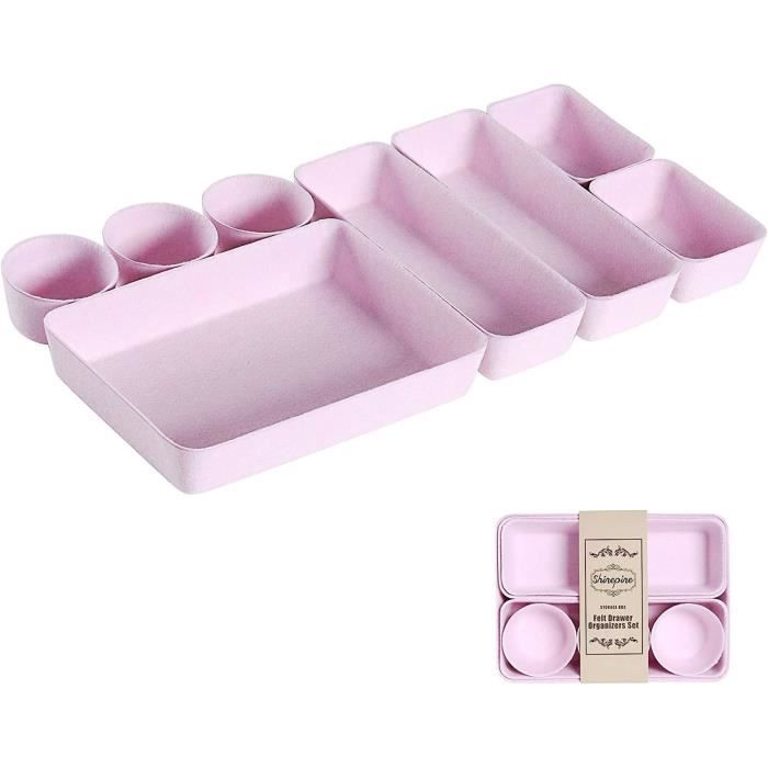 Organisateur Tiroirs Piuluvor - 8 Boîtes En Feutre Empilables - Gris Foncé Pour Bureau, Chambre