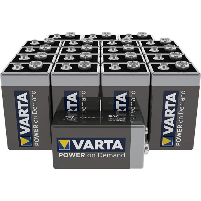 VARTA Piles 9V Lot De 4 - Alcalines Power On Demand - Pour Détecteurs Fumée, Alarmes
