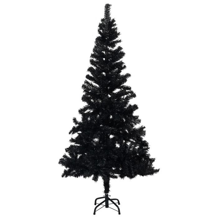vidaXL Sapin de Noël artificiel avec support Noir 120 cm PVC