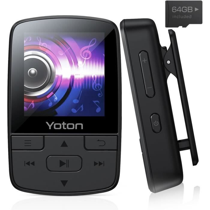 YOTON Lecteur MP3 avec Clip, Mini Musique MP3 Bluetooth 5.2, Super léger (28.5g),Son HiFi sans Perte, Radio FM, Chronomètre, Enregistreur, Podomètre, etc, avec Écouteurs, Rose