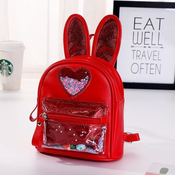 Rouge Sac dos en cuir pour enfants petit sac d cole mignon