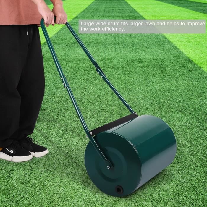 Tectake Rouleau à Gazon Acier 60 Cm Avec Racleur – Lestage Eau/Sable Jusqu'à 60 Kg, Manche Ergonomique