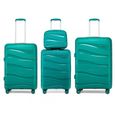 Kono Set de 4 Valises de Voyage (55/66/76cm) Rigide Valise Cabine à roulettes et Serrure TSA & Portable Vanity Case, Bleu-1