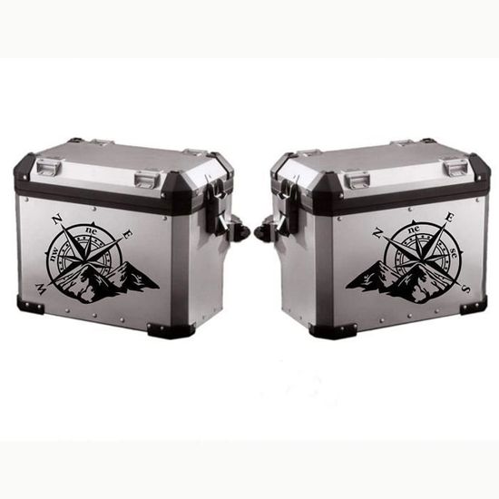 EIHI - Lot 2 Stickers Voiture Boussole Rose Des Vents Off Road - Autocollants Noir Moto 4x4 Trail Aventure
