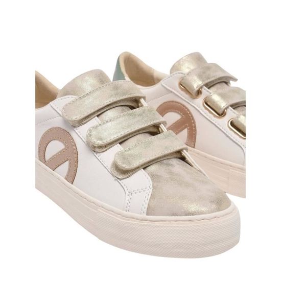 Baskets femme NO NAME Arcade Straps Side effet croco scratch dove l.gold mercure