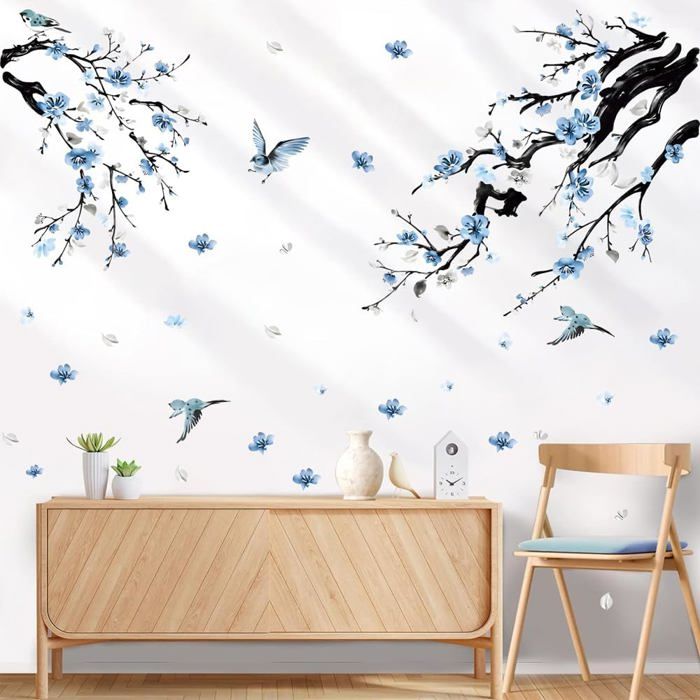 Autocollants Muraux XL Oiseaux Sur Branches - Décalcomanies Vinyle - Neuf