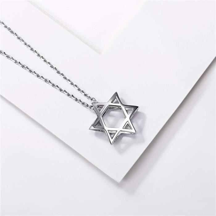 Pendentif Deco Étoile de David homme en argent massif avec diamants