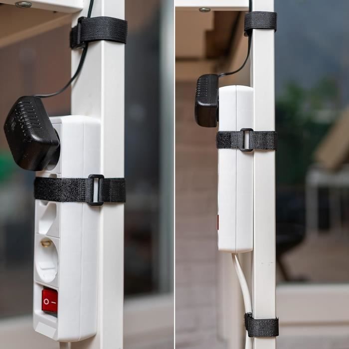 Kit Complet Gestion Câbles 100 Pièces - 50 Serre-Câbles Velcro + Clips + Supports Autocollants Pour Bureau Et Maison