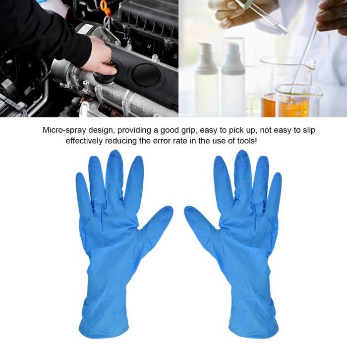 100pcs gants en vinyle jetables sans poudre sécurité alimentaire  industrielle 3mm gants en PVC translucide gants en nitrile, M, bleu -  Cdiscount Auto