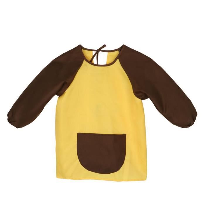 Blouse de Peinture Enfant Tablier de Peinture étanche Manche longue pour Enfant 1-14 ans Jaune
