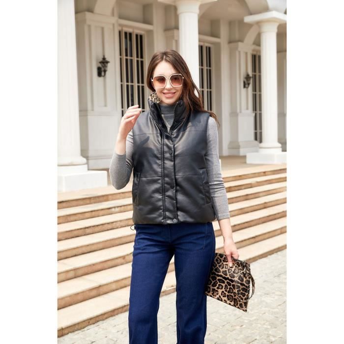 Manteau manche on sale cuir femme