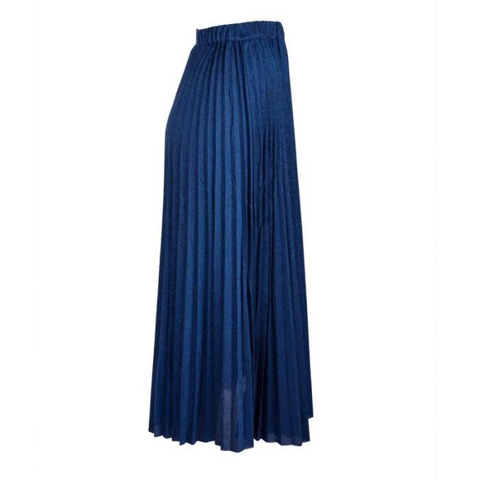Jupe longue plissee marine LA PETITE ETOILE Femme Bleu fonce Blanc Bleu fonce Cdiscount Pret a Porter