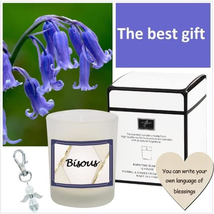 Bougie Blanche Parfumée Bisou Ange Gardien, Idée Cadeau Amour Famille