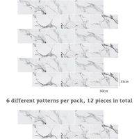 WALPLUS Credence Adhésive Carrelage 15x30cm Blanc - 12 Pièces Autocollants Muraux Cuisine Et Salle De Bain