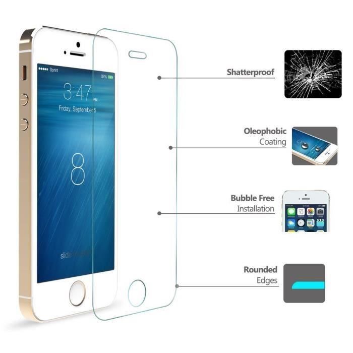 Protège-écran en verre trempé iPhone 5/5S/SE/5C - Transparent FORCE GLASS :  le protège écran à Prix Carrefour