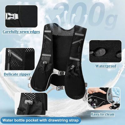 Gilet D'hydratation WRQIOO Pour Trail, Running, Rando – 2 Flasques 500 Ml, Léger Et Réglable