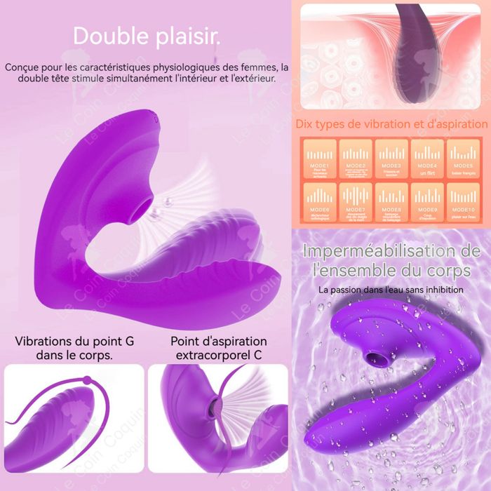 Vibromasseur Féminin 3 En 1 Avec 10 Modes - Stimulation Clitoridienne - Neuf