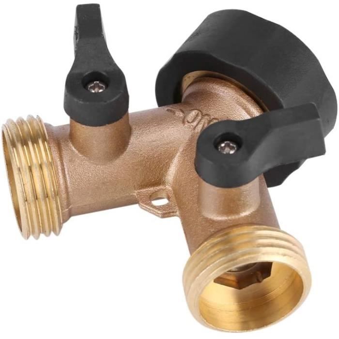 Herwey Connecteur de tuyau 3/4 en Y pour adaptateur de robinet d'eau en  laiton à 2 voies pour irrigation de jardin, connecteur de tuyau, connecteur  de tuyau en Y 