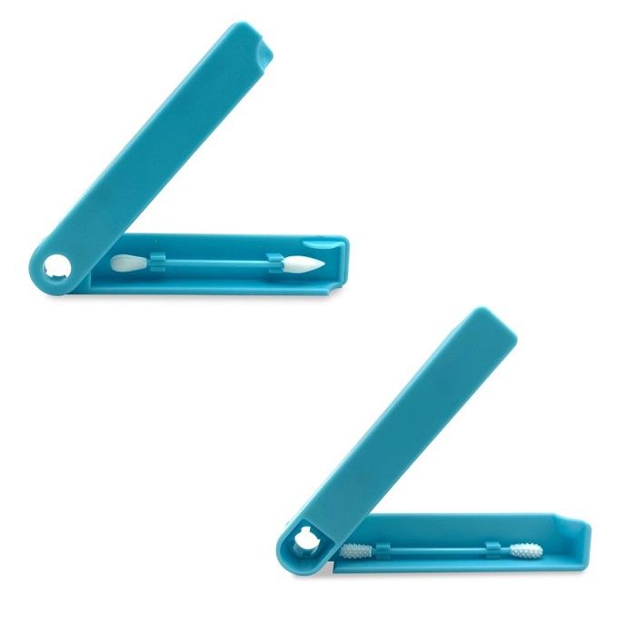 VOANZO Cotons-tiges Réutilisables Silicone - Lot De 2 (noir+gris) - Nettoyage Oreilles & Maquillage