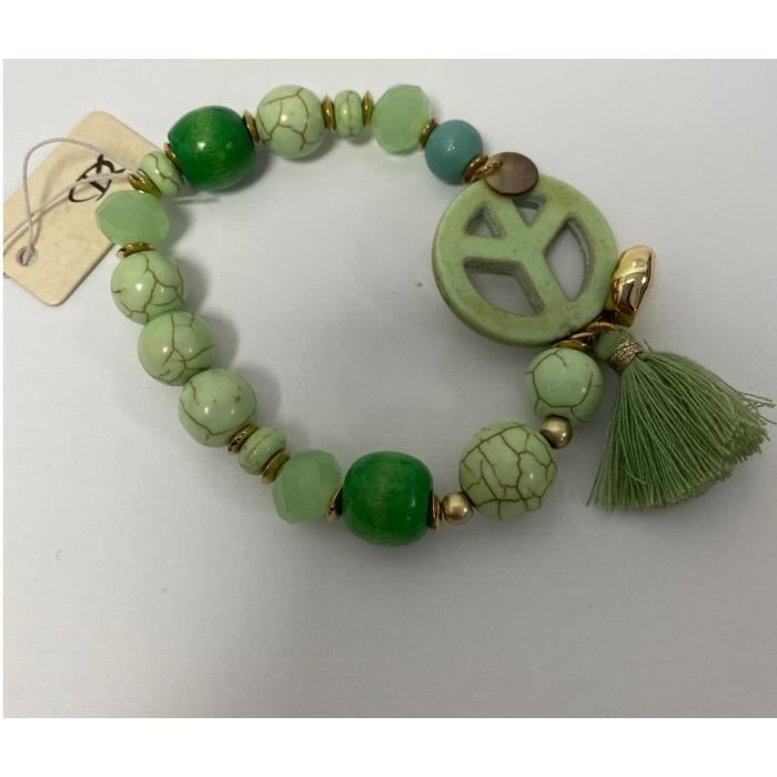Bracelet enfant élastique argent - Perle de Jade