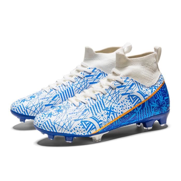 Crampons Chaussures De Football OOTDAY Garcon High Top Spike Antiderapant Entrainement Sport Adolescents Blanc