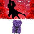 Cadeau de la Saint-Valentin Rose nounours fleur artificielle Saint-Valentin anniversaire, noeud papillon violet, multicolore-3