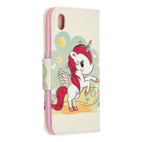 Coque Huawei Y5 2019 Licorne Cuir Premium Porte Cartes Fonction