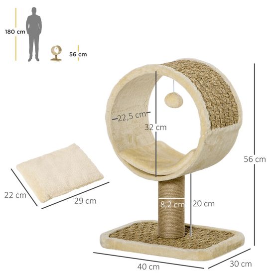 Arbre A Chat Rond Style Cosy 40x30x56cm Beige Cdiscount Animalerie