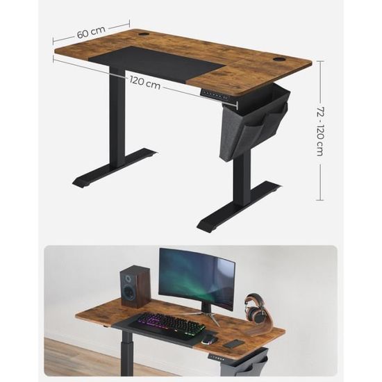SANODESK QS1 Bureau Assis Debout Électrique 140x60 Cm, Bureau Debout