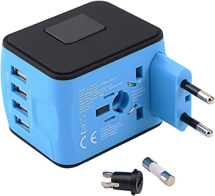 LENCENT Adaptateur Voyage Universel 2 USB - Prises UK US EU AUS, Chargeur Mondial Compact Pour Plus De 200 Pays, Noir
