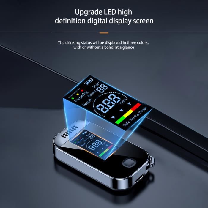 Ethylotest Électronique Gudemoore Sans Embout - Affichage LCD & LED Colorées | Test Alcool Sans Contact