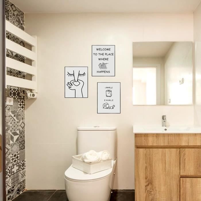 Décoration Salle De Bain Drôle Poster Drôle Pour Toilettes - Déco WC Animaux Rigolos 20x30cm - Humour Salle De Bain Affiche Murale Humoristique