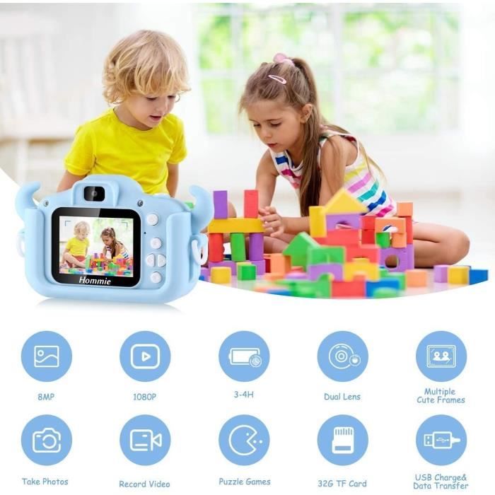 Appareil Photo Enfants, Mini Caméra Enfant Rechargeable Caméscope Cadeau  Jouet Filles Garçons de 3 à 10, vidéo HD 1080p, 32G S[7] - Cdiscount Jeux -  Jouets