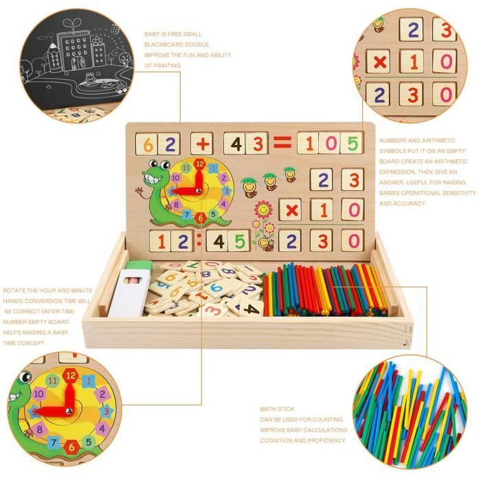 Montessori Boîte d'apprentissage de Math,Jouet Compter Horloge