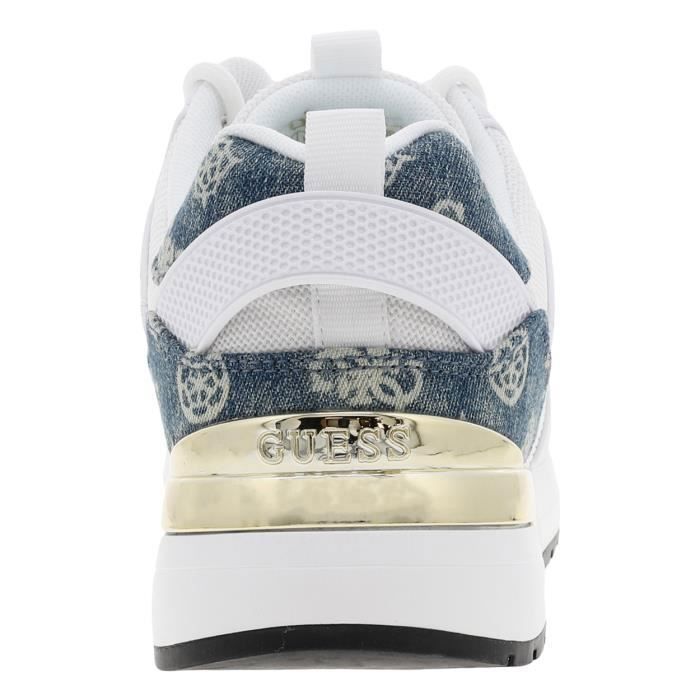 Baskets basses femme semelle semi compens e Guess Metz blanc