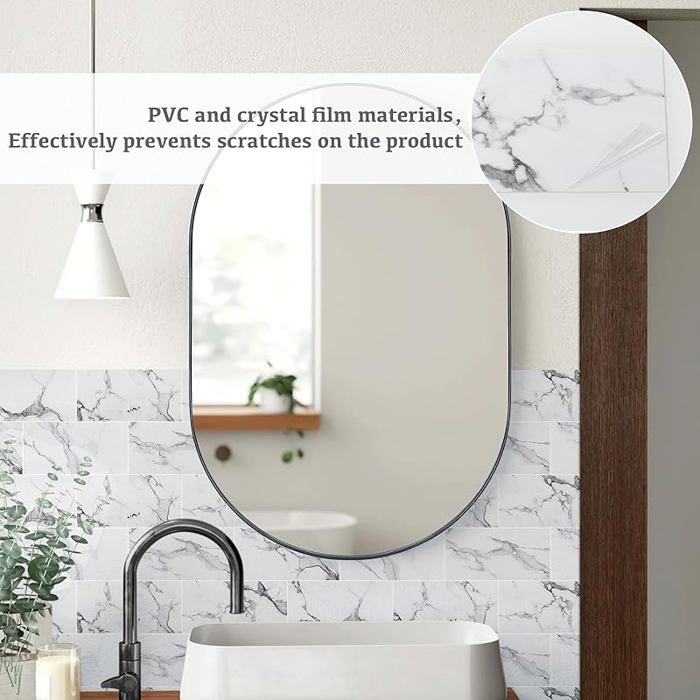 Panneaux Muraux Autocollants Imitation Marbre – 10 Pièces 60x30 Cm – Pour Cuisine Ou Salle De Bain