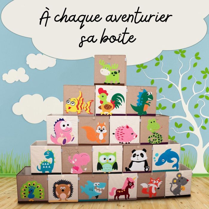Lot De 3 Boîtes De Rangement Enfant Pour Kallax - 33x33cm, Motifs Mignons, Lavables