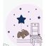 Dessin Anime Mignon Nounours Lune Etoiles Couleur Sticker Mural
