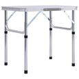 Dbaiyi Table pliable de camping Blanc Aluminium 60x45 cm-0