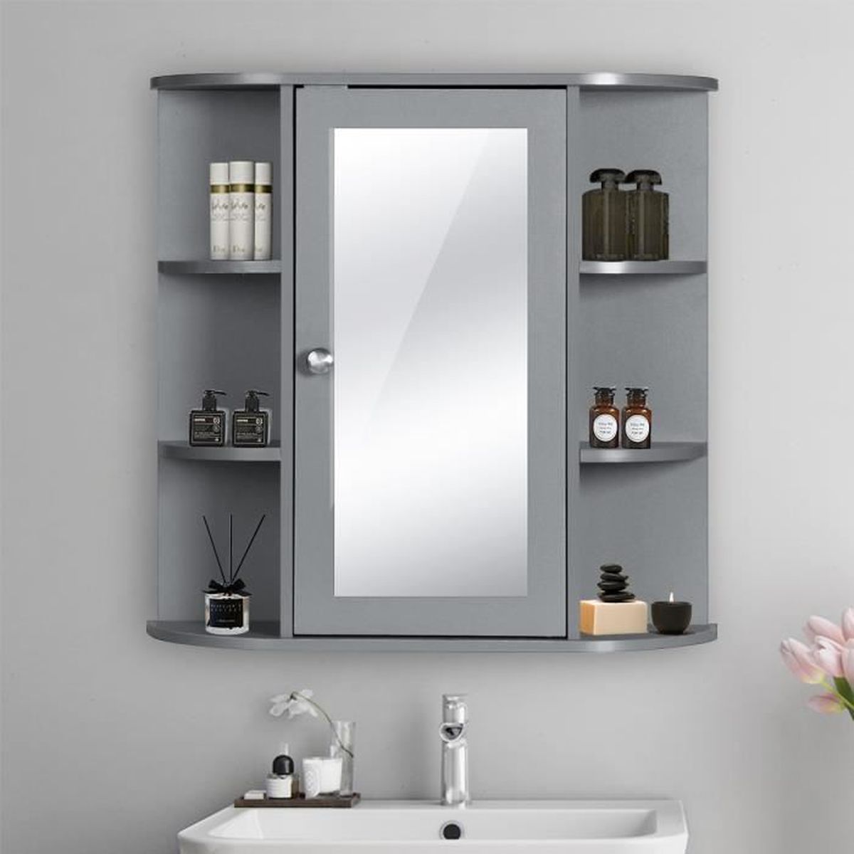 INSMA Armoire De Toilette Mural Meuble De Salle De Bain Fermeture Porte